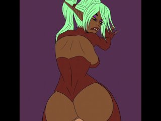 ebony, cosplay, big ass, elf