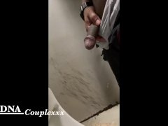 At work pissing. Letting Pee drip from my uncut dick
