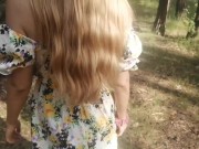 Preview 2 of Walk with a beautiful blonde wife and sex in the forest and on the beach