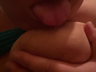 Licking and Sucking my Big Juicy Nipples