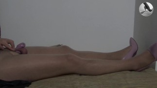 My sissy squirts in less than a minute