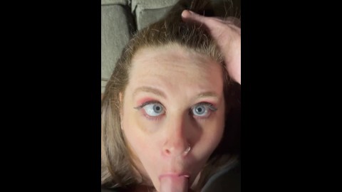 GETTING MY THROAT FUCKED TILL HE JACKS OFF AND CUMS TWICE, PULSATING CUMSHOT INTO EYE