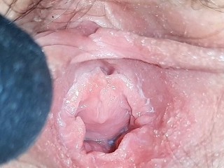 PUSSY LIPS Stretching & Clitoris CLOSE UP Hairy Pussy