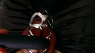 Caging Up My Man Clit While Miss is out of Town and Peeing