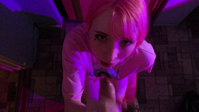 Shy anime girl sucked her friend's dick
