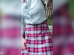 Depraved Blonde Publicly Shows Her Big Tits - Outdoor Nudity