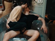 Preview 2 of Hot sex of students on a transparent inflatable chair