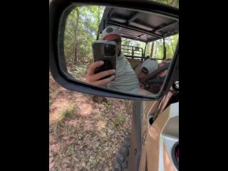 Lucky guy gets a risky blowjob in the woods