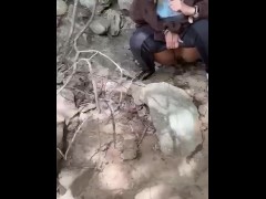 shy but kinky peeing in the woods