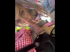 Onlyfans girl Anuskatzz sucks dick and gets hard fucked at puplic place outdoor after october fest