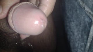 Close up of my dick head pissing