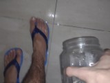 Trowing large jar of piss on my feet Pt2