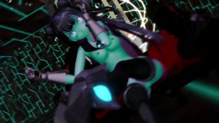 Kancolle Light Cruiser Demon Hentai naakte dans monster meid MMD 3D donkergroene lichaamskleur Edit Smixix