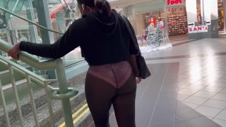 Shopping With Only Panties And Pantyhose Braless