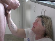Preview 6 of Master Piss and cum at the same time on defenseless MILF slut