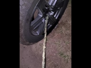 Pissing on Car Tire 《4k》