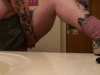 Quick solo bathroom fuck