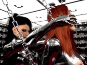 Preview 3 of Black Widow in Hardcore Metal Bondage and Latex 3D BDSM Animation