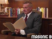 Preview 2 of MasonicBoys - DILF elder rims and fucks twink apprentice in office
