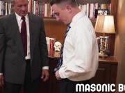 Preview 5 of MasonicBoys - DILF elder rims and fucks twink apprentice in office