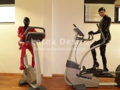 Rubber fitness Latex Asian Mistress Neck corset Big ass