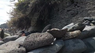 1st part: Alone at the beach with transparent slip. Two strangers next to me.