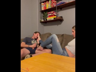 Milf Feet Worship! Sexy Feet! - I let him jerk off to my feet for the test answers!