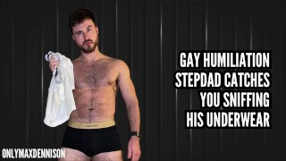 Homo vernedering - stiefvader betrapt je op het snuiven van zijn ondergoed