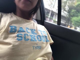 Pov, Hot babysitter touches herself in the car on the way to work