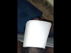 Doing dick up with toilet paper weight lol