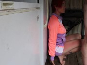 Preview 5 of Getting facefucked in dirty camp storage room while its raining because I was asked if I did porn