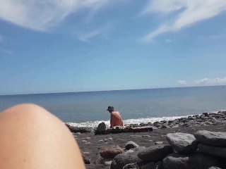 big tits, outdoor, showing pussy, public beach