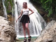 Preview 2 of Sex date at the waterfall ended with blowjob in public