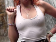 Preview 3 of Sex date at the waterfall ended with blowjob in public