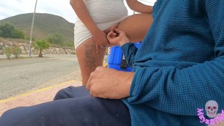 ADVENTURE SEX risky fuck at urban bus stop