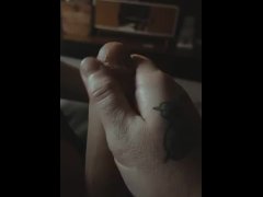 Getting myself off with a prosthetic dick that connects to my trans bottom growth