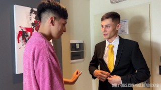 Missionary knocks on the door of a young man addicted to cock and breaks his ass