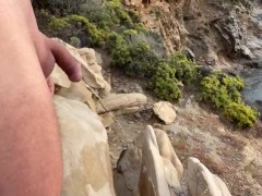 pissing on nudism area paradise beach