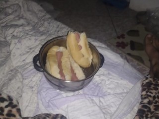 3 Breads 3 Hot Dogs and myself Eating all