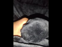Stroking My Cock Over a Blanket