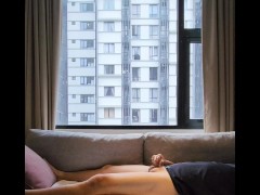 Commanded to jerk my small premature ejaculating penis next to motel window
