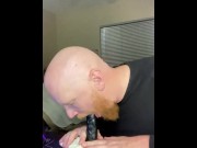 Preview 2 of Bald ginger sucking dildo