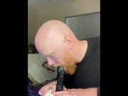 Preview 3 of Bald ginger sucking dildo