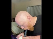 Preview 6 of Bald ginger sucking dildo
