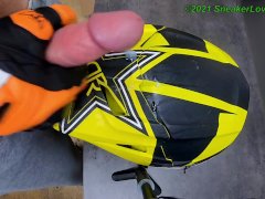 Cumshot on Fox MX helmet