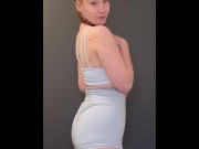 Preview 1 of Redhead teen shows off hot body in workout clothes