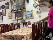 Preview 1 of Katty eats lunch in an Asian cafe without panties and flashing pussy in public