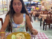 Preview 4 of Katty eats lunch in an Asian cafe without panties and flashing pussy in public