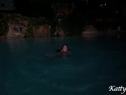 Preview 2 of Crazy girl bathes in the pool at night after a party