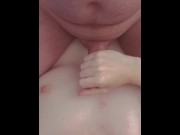Preview 3 of Stepmom give stepson titwank and let him cum over tits and she tastes his cum